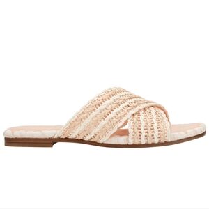 MARC FISHER MLLONNIE New In Box NWT Cream Woven Criss Cross Slide Sandals